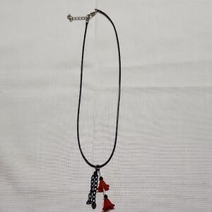 Black Necklace with Red Pendant